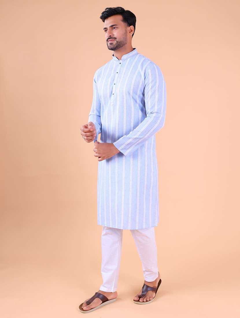 men mandarin neck kurta pyjama ethnic wear set - 22075896 - Standard Image - 2