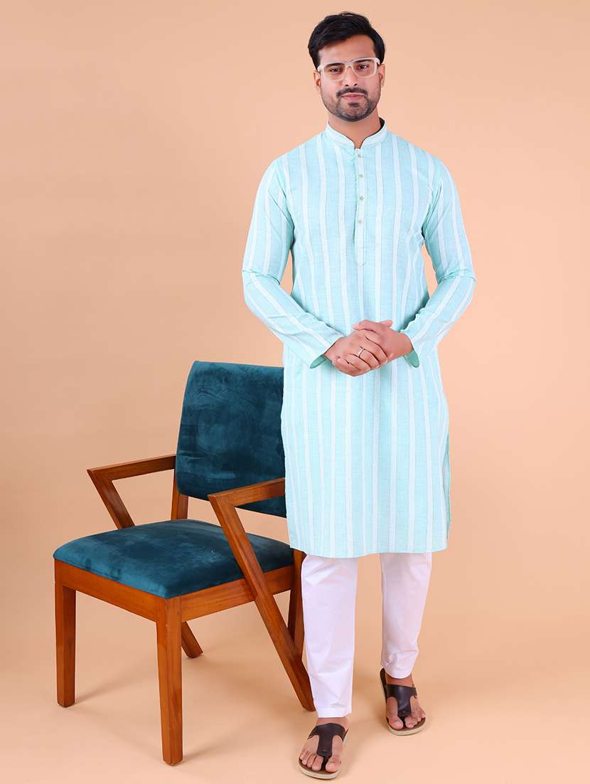 men mandarin neck kurta pyjama ethnic wear set
