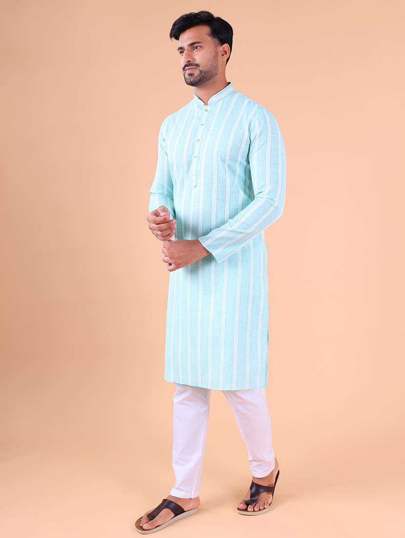 men mandarin neck kurta pyjama ethnic wear set - 22075897 -  Standard Image - 2