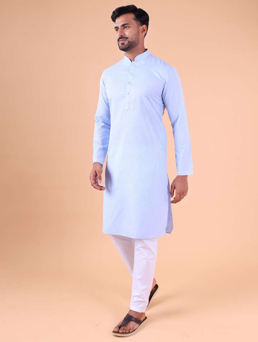men mandarin neck kurta pyjama ethnic wear set - 22075900 - Standard Image - 2