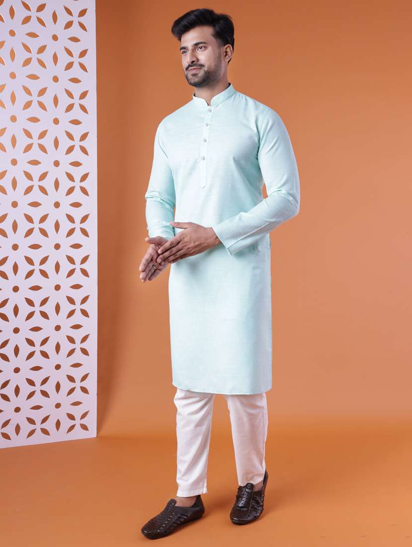 men mandarin neck kurta pyjama ethnic wear set - 22075901 - Standard Image - 2