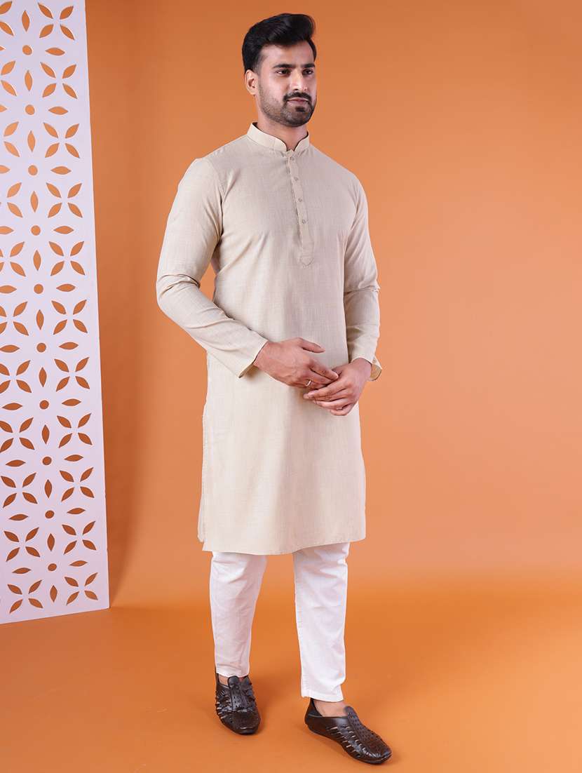 men mandarin neck kurta pyjama ethnic wear set - 22075904 - Standard Image - 2