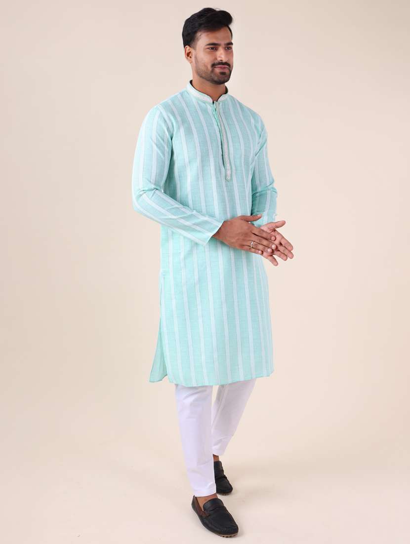 men mandarin neck kurta pyjama ethnic wear set - 22075905 - Standard Image - 2