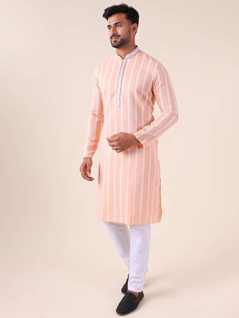 men mandarin neck kurta pyjama ethnic wear set - 22075906 - Standard Image - 2