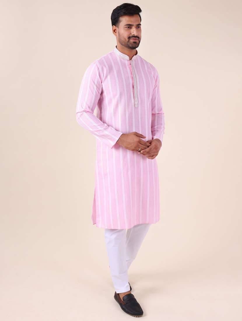 men mandarin neck kurta pyjama ethnic wear set - 22075908 - Standard Image - 2