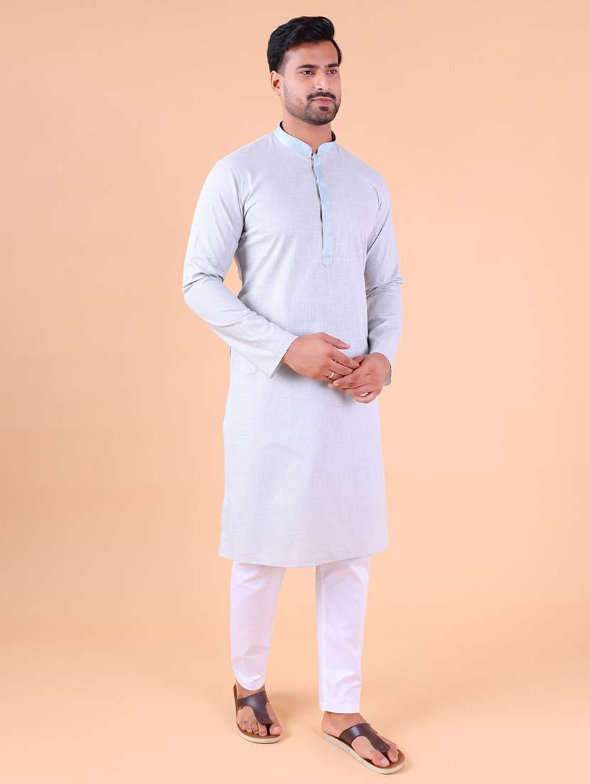 men mandarin neck kurta pyjama ethnic wear set - 22075909 - Standard Image - 2