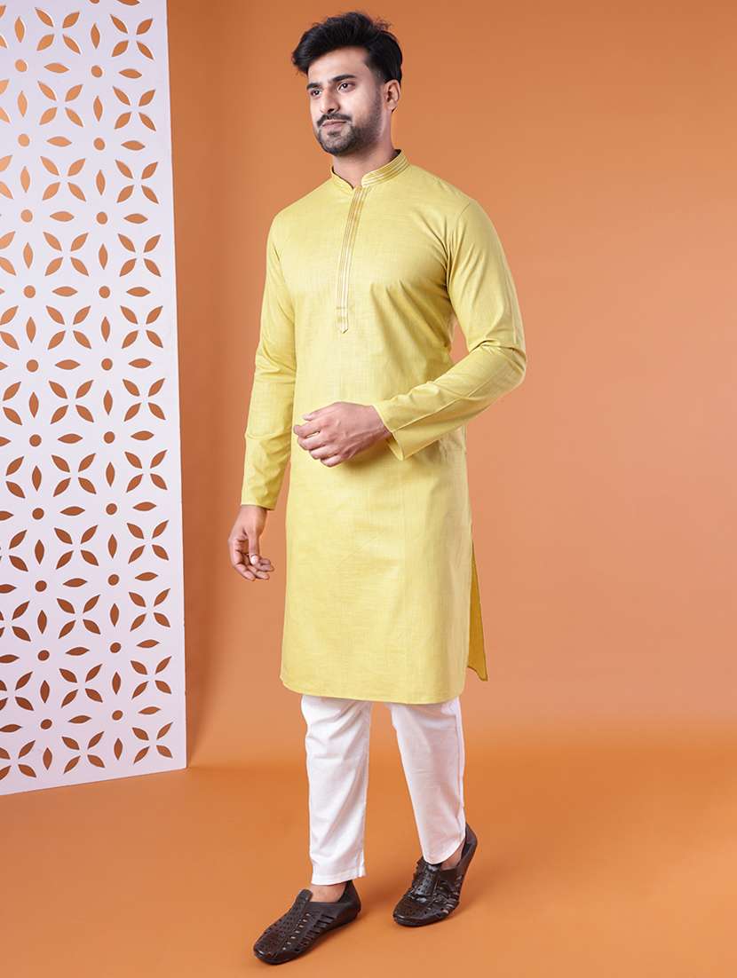 men mandarin neck kurta pyjama ethnic wear set - 22075910 - Standard Image - 2