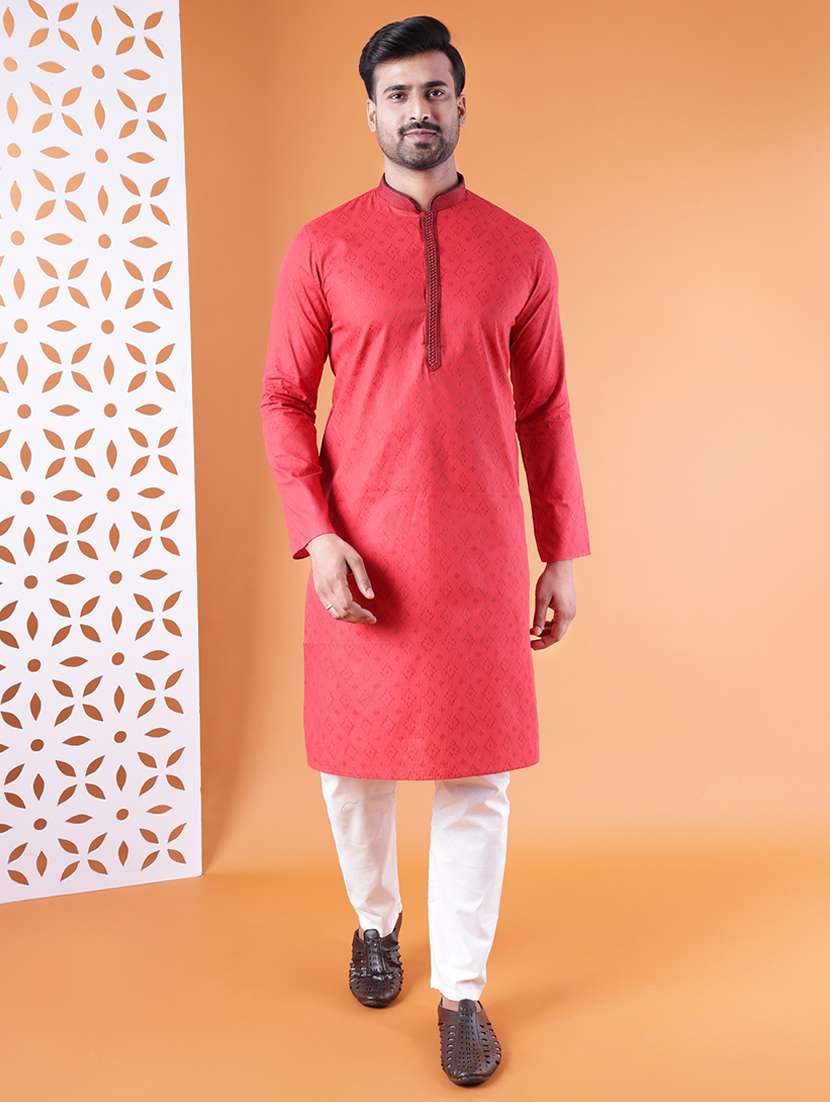 men mandarin neck kurta pyjama ethnic wear set - 22075911 - Standard Image - 2