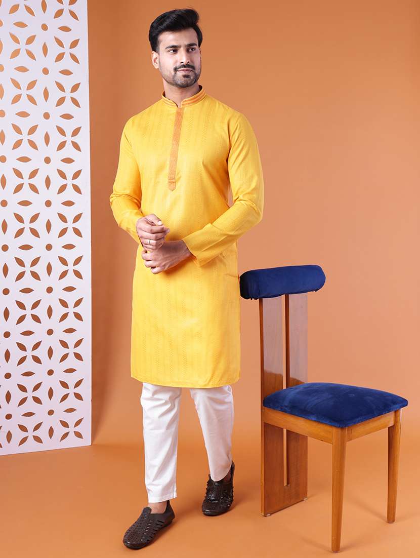 men mandarin neck kurta pyjama ethnic wear set