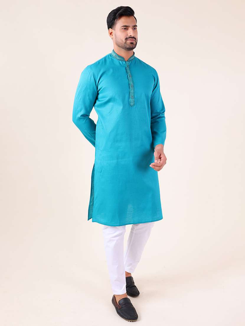 men mandarin neck kurta pyjama ethnic wear set - 22075924 - Standard Image - 2