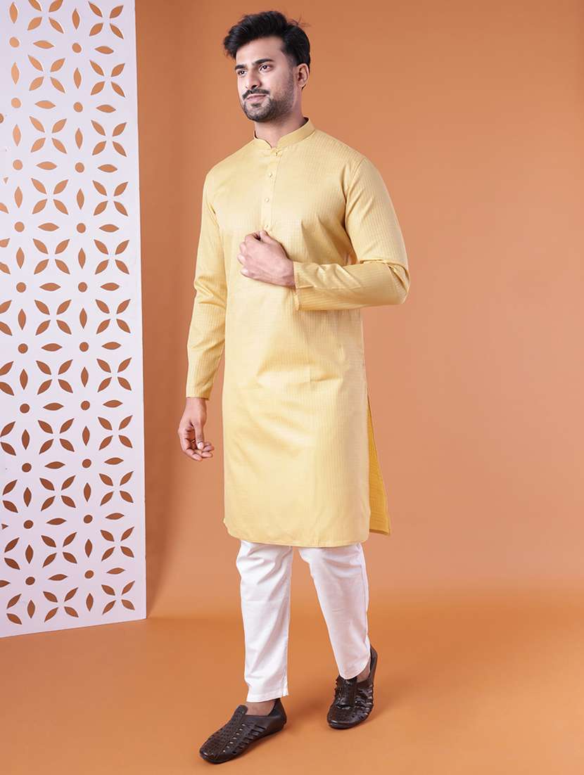 men mandarin neck kurta pyjama ethnic wear set - 22075929 - Standard Image - 2