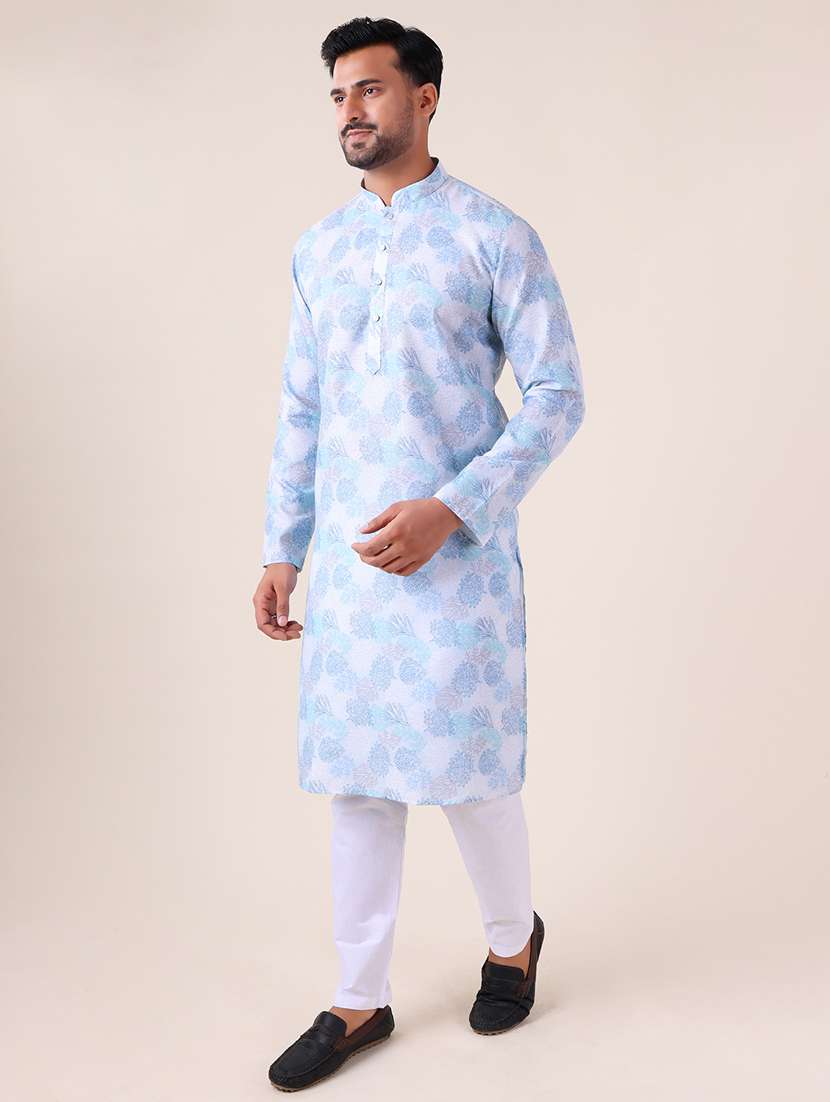 men mandarin neck kurta pyjama ethnic wear set - 22075930 - Standard Image - 2