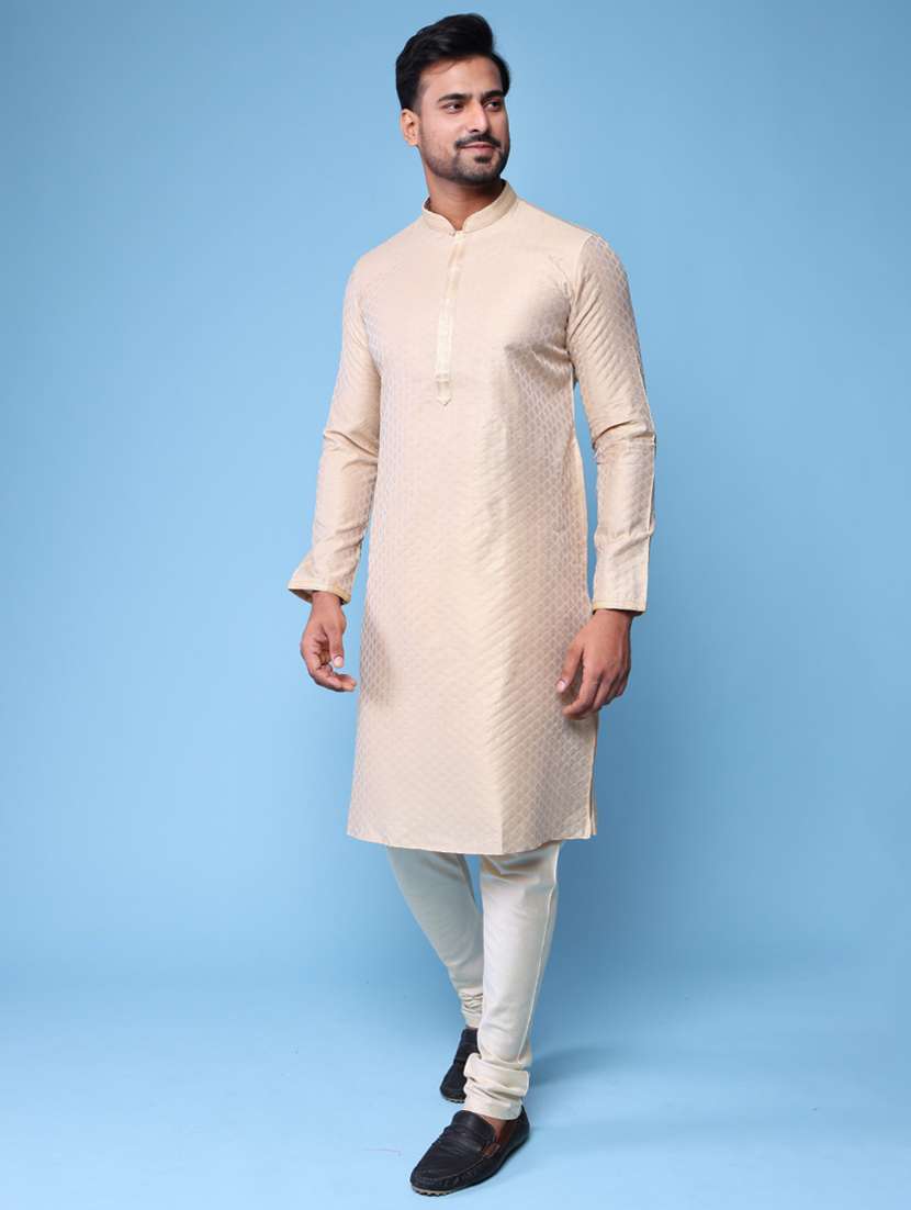 men mandarin neck kurta pyjama ethnic wear set - 22075942 - Standard Image - 2