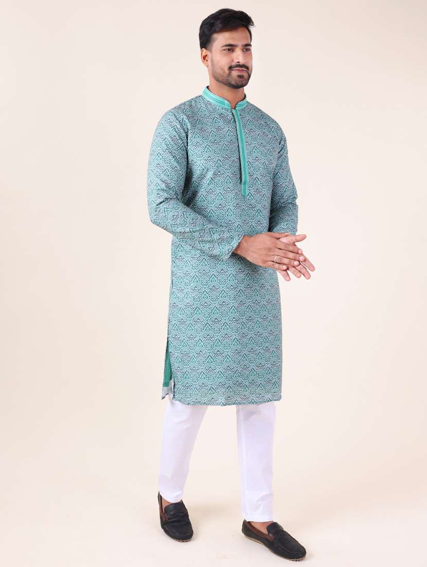 men mandarin neck kurta pyjama ethnic wear set - 22075946 -  Standard Image - 2