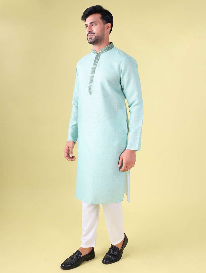 men mandarin neck kurta pyjama ethnic wear set - 22075954 - Standard Image - 2