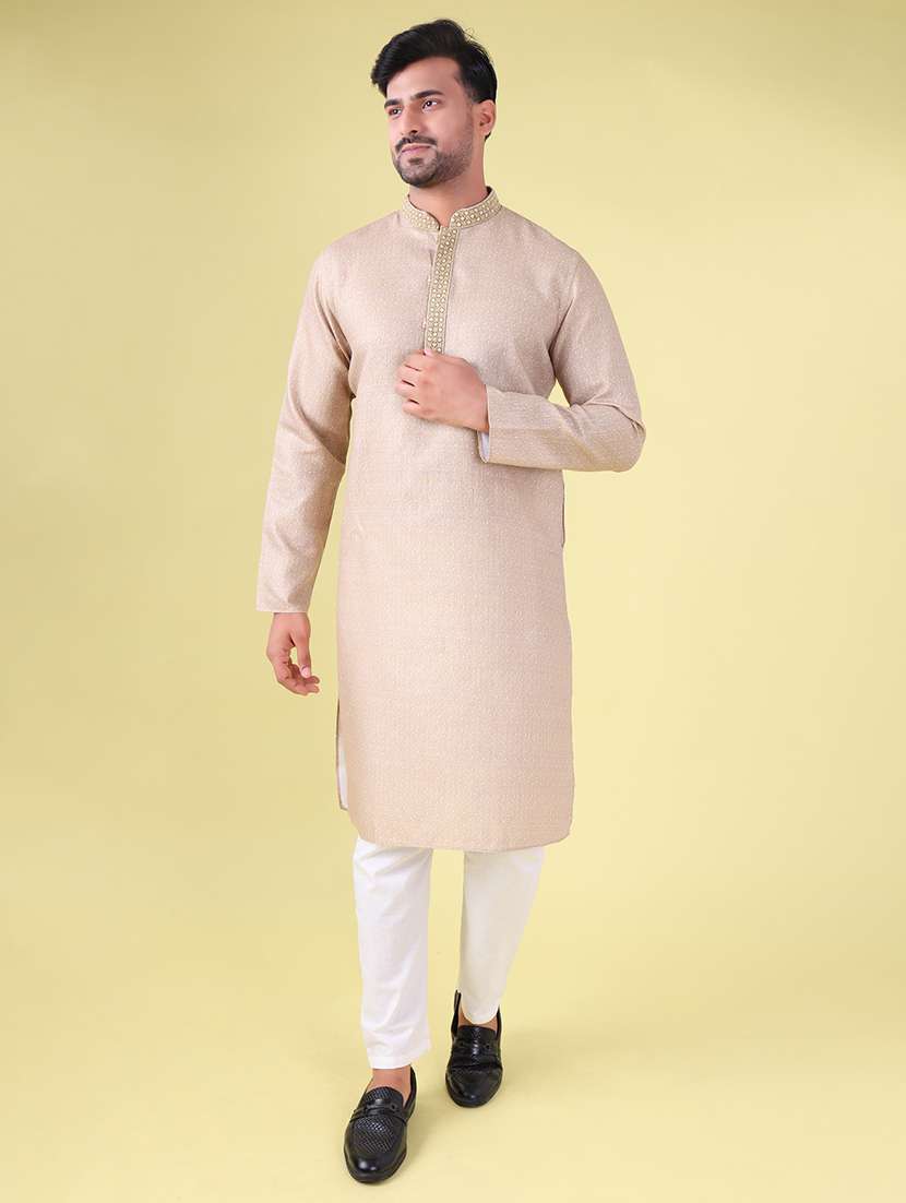 men mandarin neck kurta pyjama ethnic wear set - 22075955 - Standard Image - 2