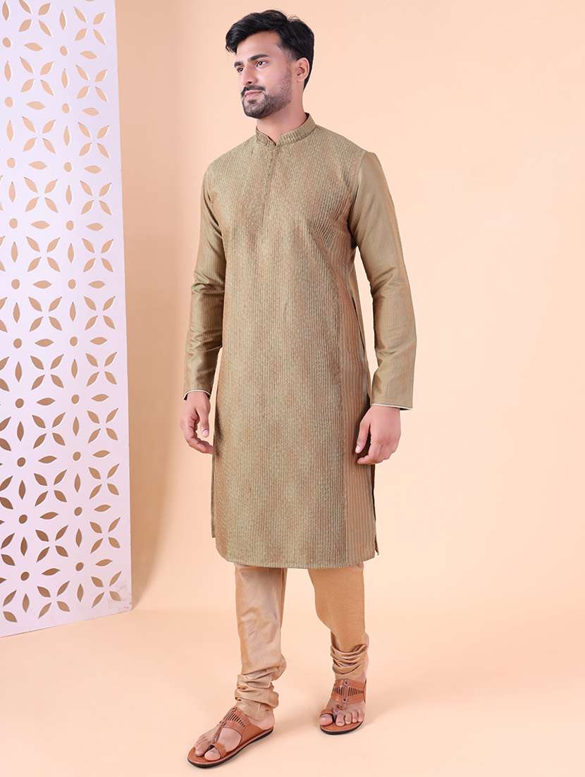 men mandarin neck kurta pyjama ethnic wear set - 22075959 - Standard Image - 2