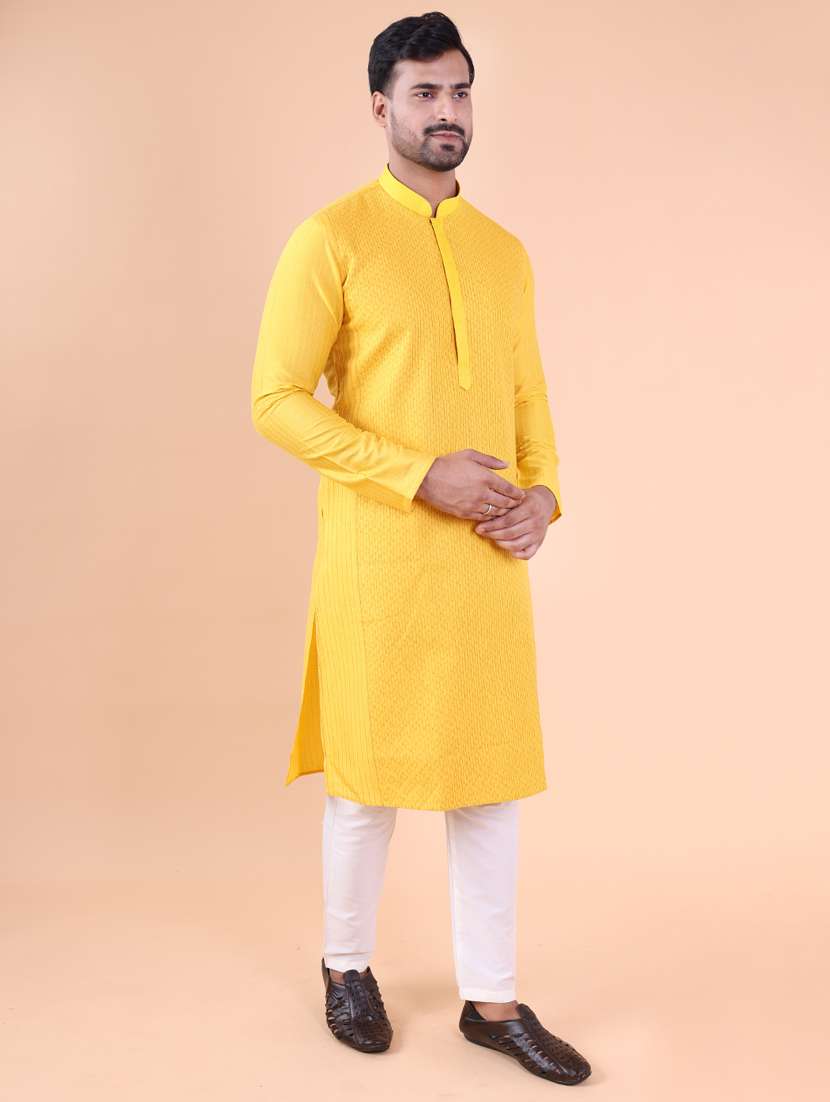 men mandarin neck kurta pyjama ethnic wear set - 22075961 - Standard Image - 2