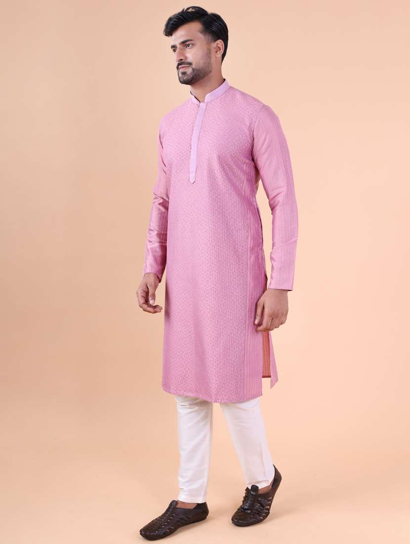 men mandarin neck kurta pyjama ethnic wear set - 22075962 - Standard Image - 2