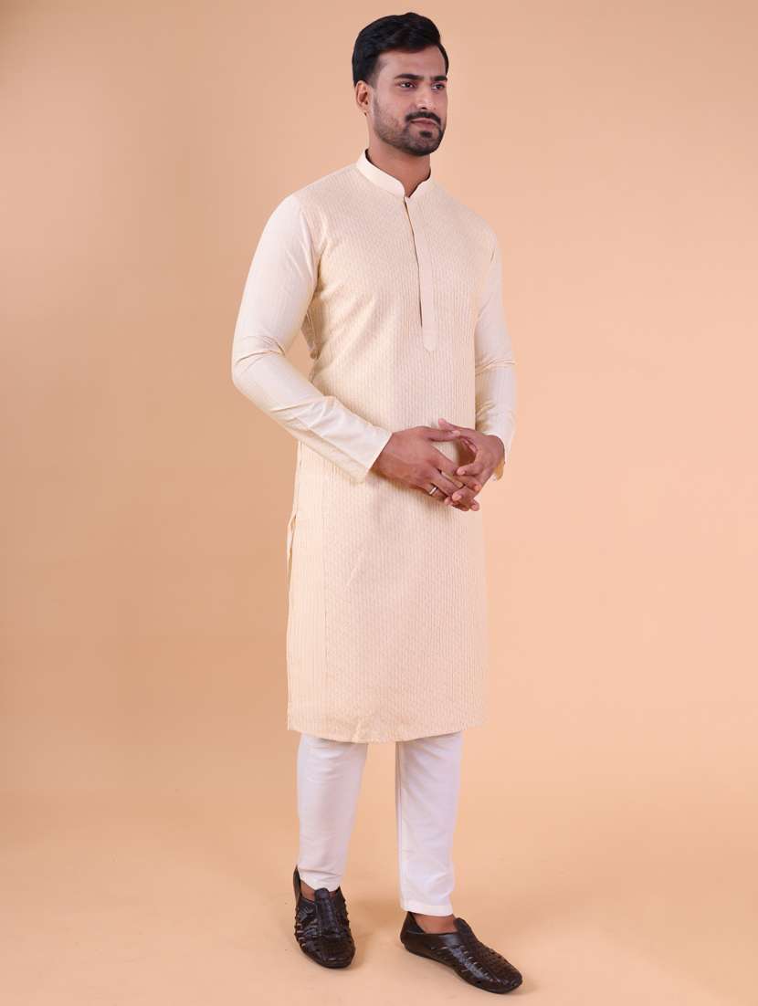 men mandarin neck kurta pyjama ethnic wear set - 22075963 - Standard Image - 2
