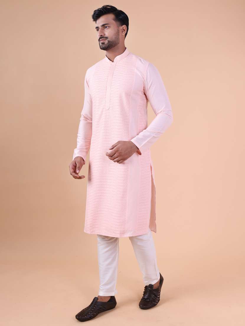 men mandarin neck kurta pyjama ethnic wear set - 22075964 - Standard Image - 2
