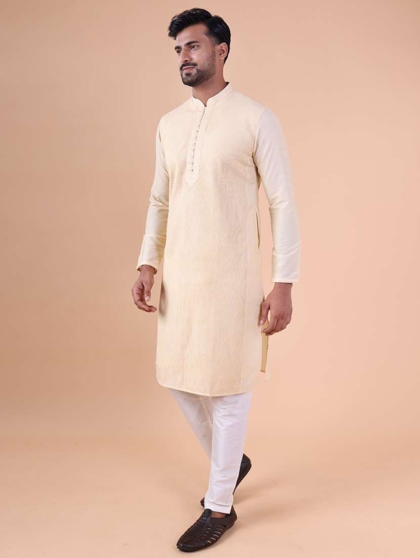 men mandarin neck kurta pyjama ethnic wear set - 22075965 - Standard Image - 2
