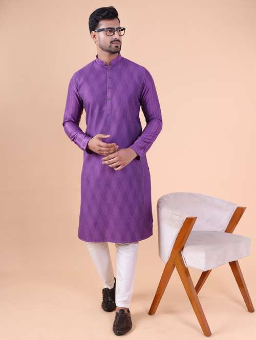 men mandarin neck kurta pyjama ethnic wear set - 22075972 - Standard Image - 0