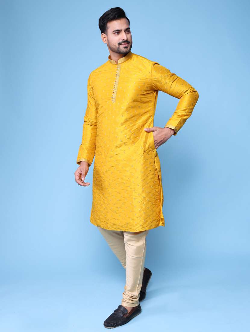 men mandarin neck kurta pyjama ethnic wear set - 22075974 - Standard Image - 2