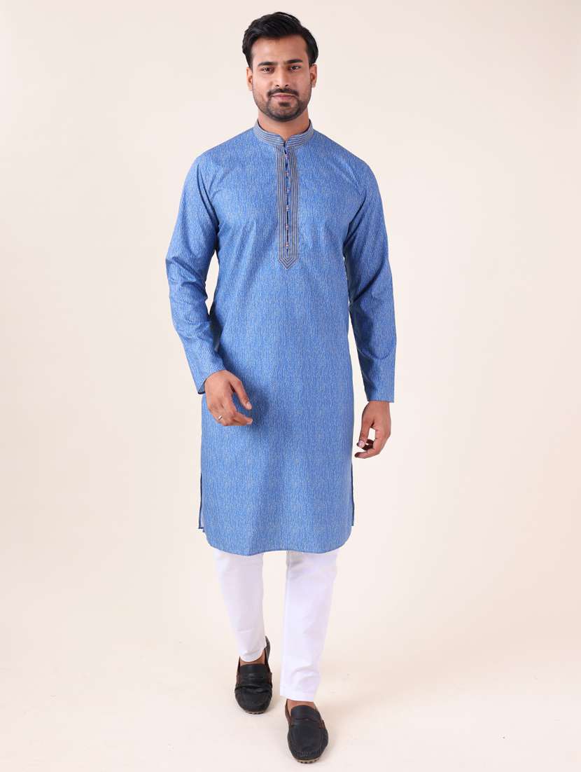 men mandarin neck kurta pyjama ethnic wear set - 22075981 - Standard Image - 2
