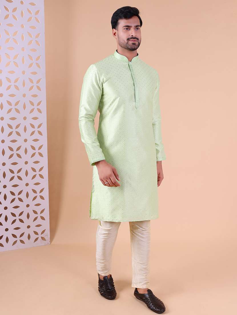 men mandarin neck kurta pyjama ethnic wear set - 22075988 - Standard Image - 2