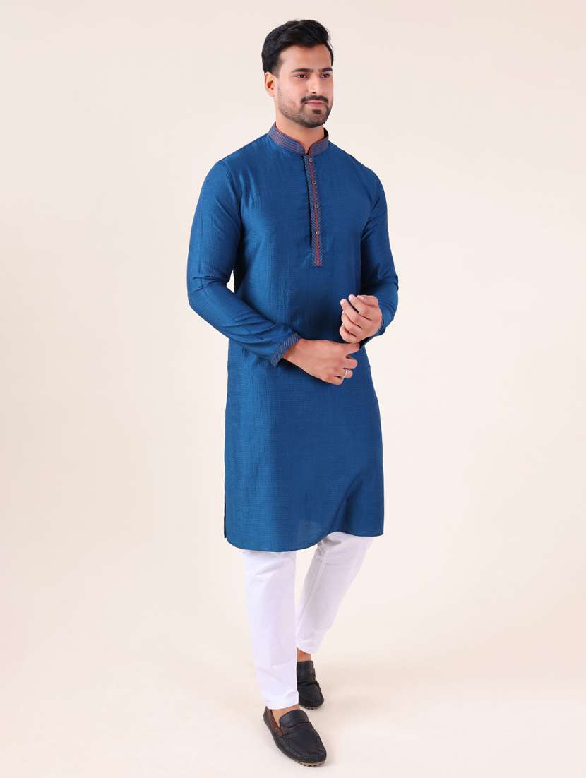 men mandarin neck kurta pyjama ethnic wear set - 22076000 - Standard Image - 2