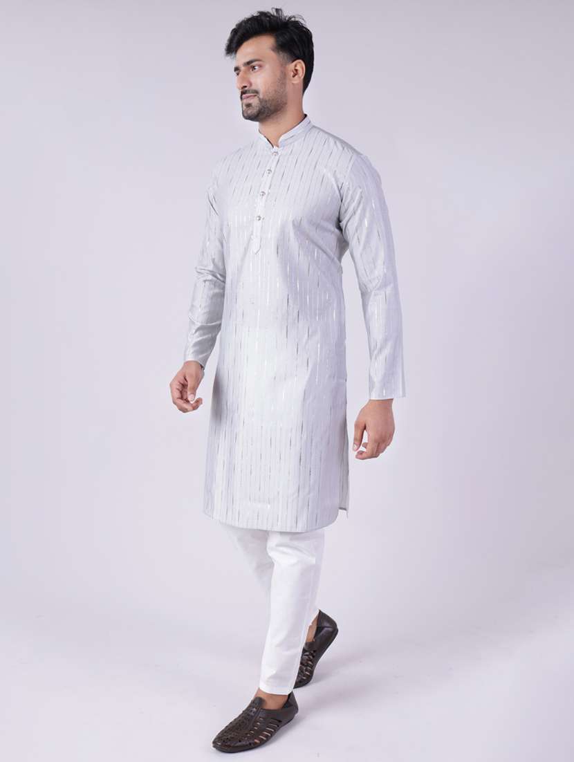 men mandarin neck kurta pyjama ethnic wear set - 22076006 - Standard Image - 2