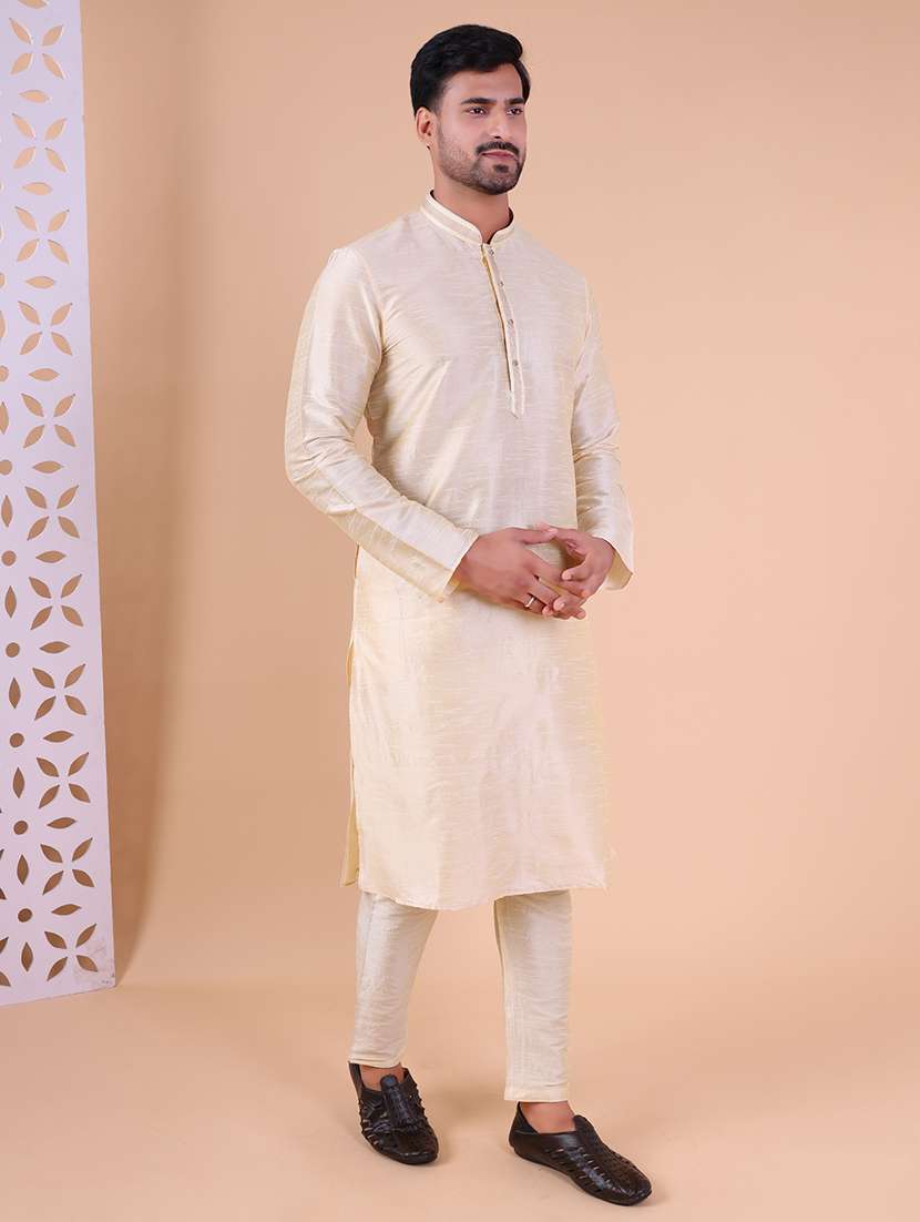 men mandarin neck kurta pyjama ethnic wear set - 22076012 - Standard Image - 2