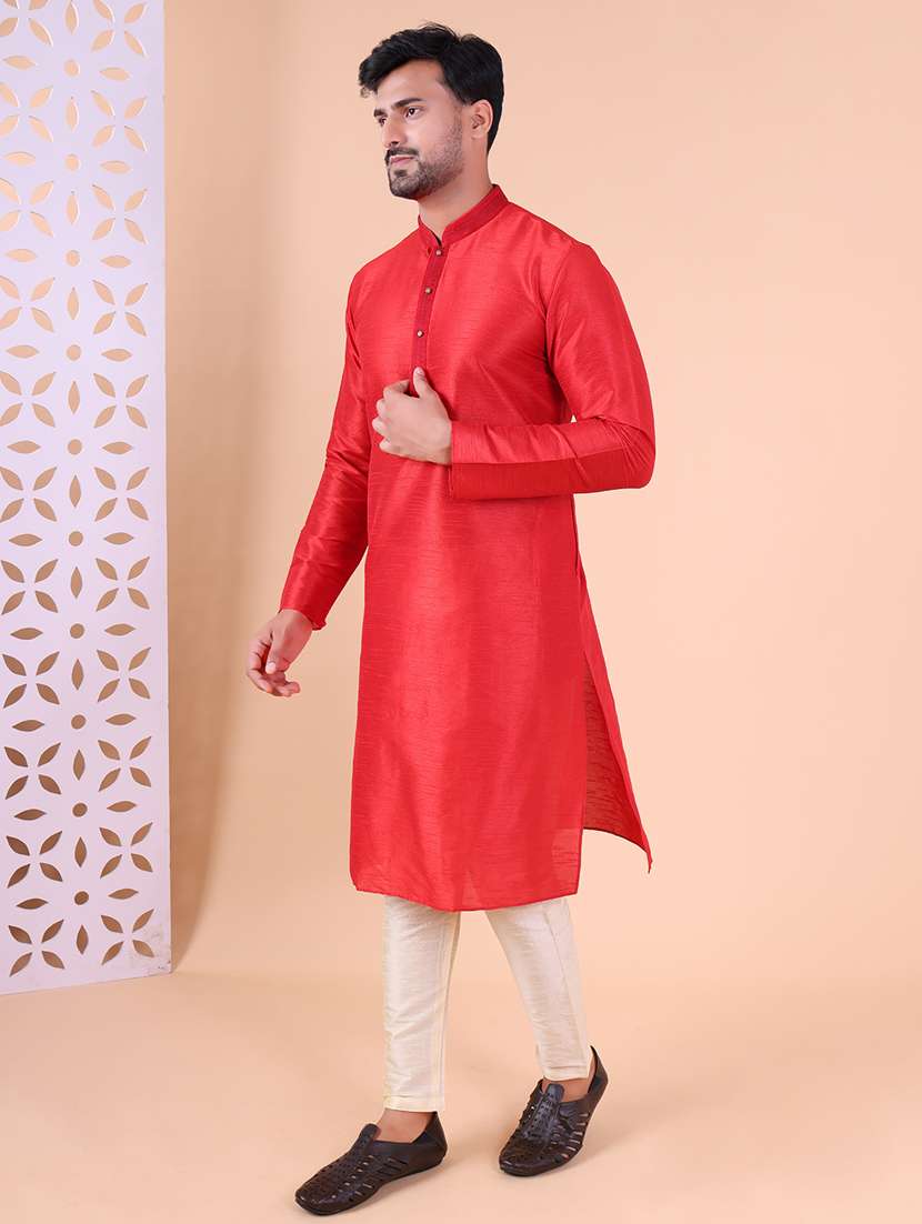 men mandarin neck kurta pyjama ethnic wear set - 22076013 - Standard Image - 2