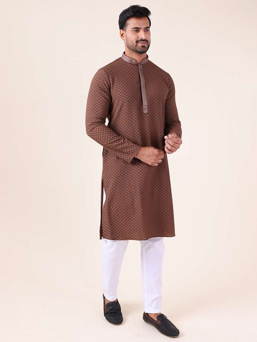 men mandarin neck kurta pyjama ethnic wear set - 22076017 - Standard Image - 2