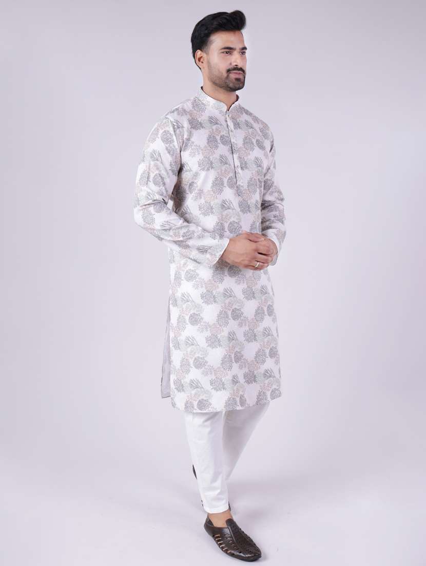 men mandarin neck kurta pyjama ethnic wear set - 22076020 - Standard Image - 2