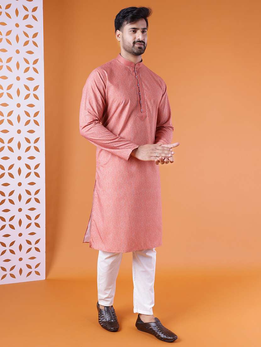 men mandarin neck kurta pyjama ethnic wear set - 22076021 - Standard Image - 2