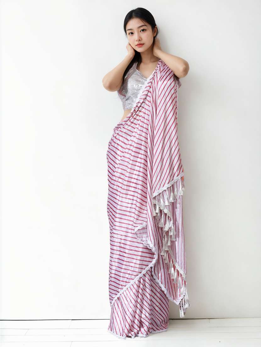 women printed casual wear saree with blouse