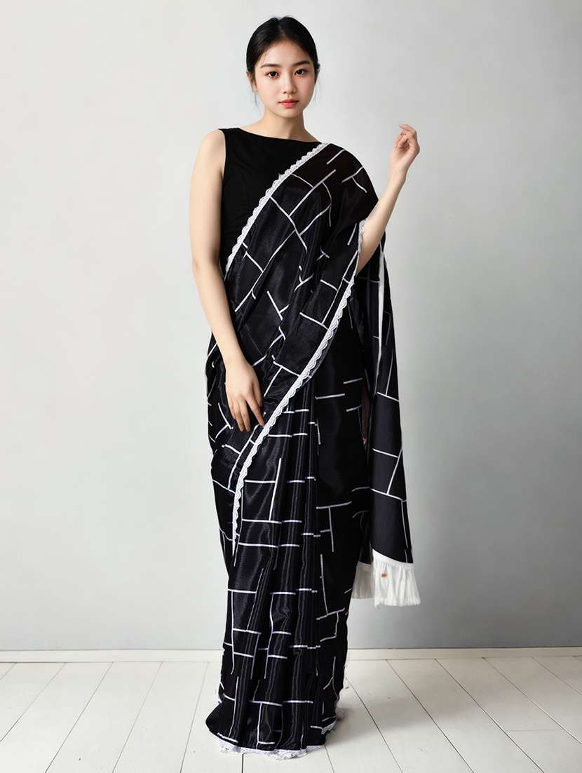 women printed casual wear saree with blouse