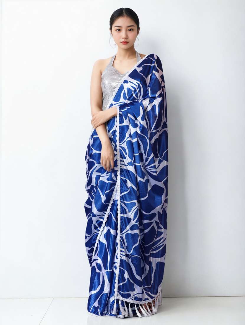 women printed casual wear saree with blouse