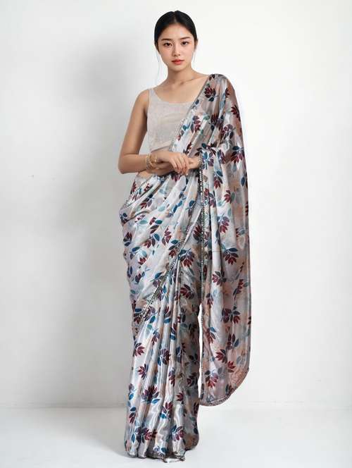 women printed casual wear saree with blouse - 22076058 -  Standard Image - 0