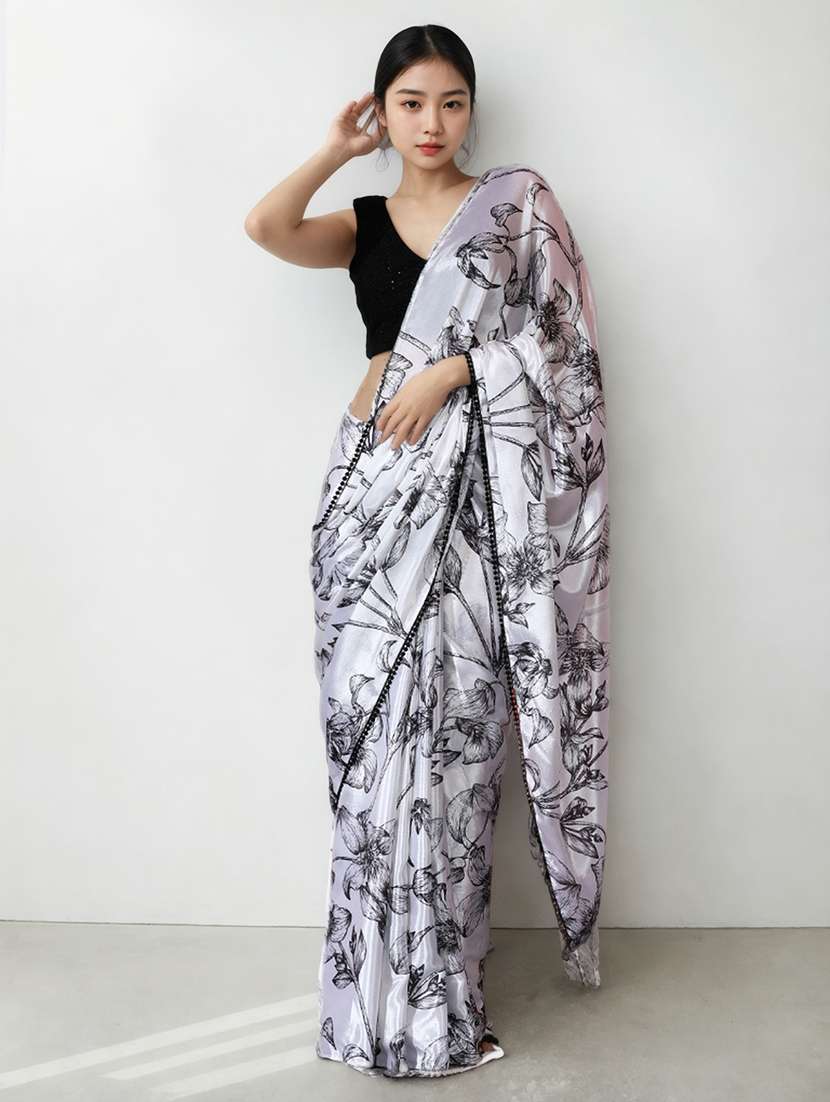 women printed casual wear saree with blouse - 22076060 - Zoom Image - 0