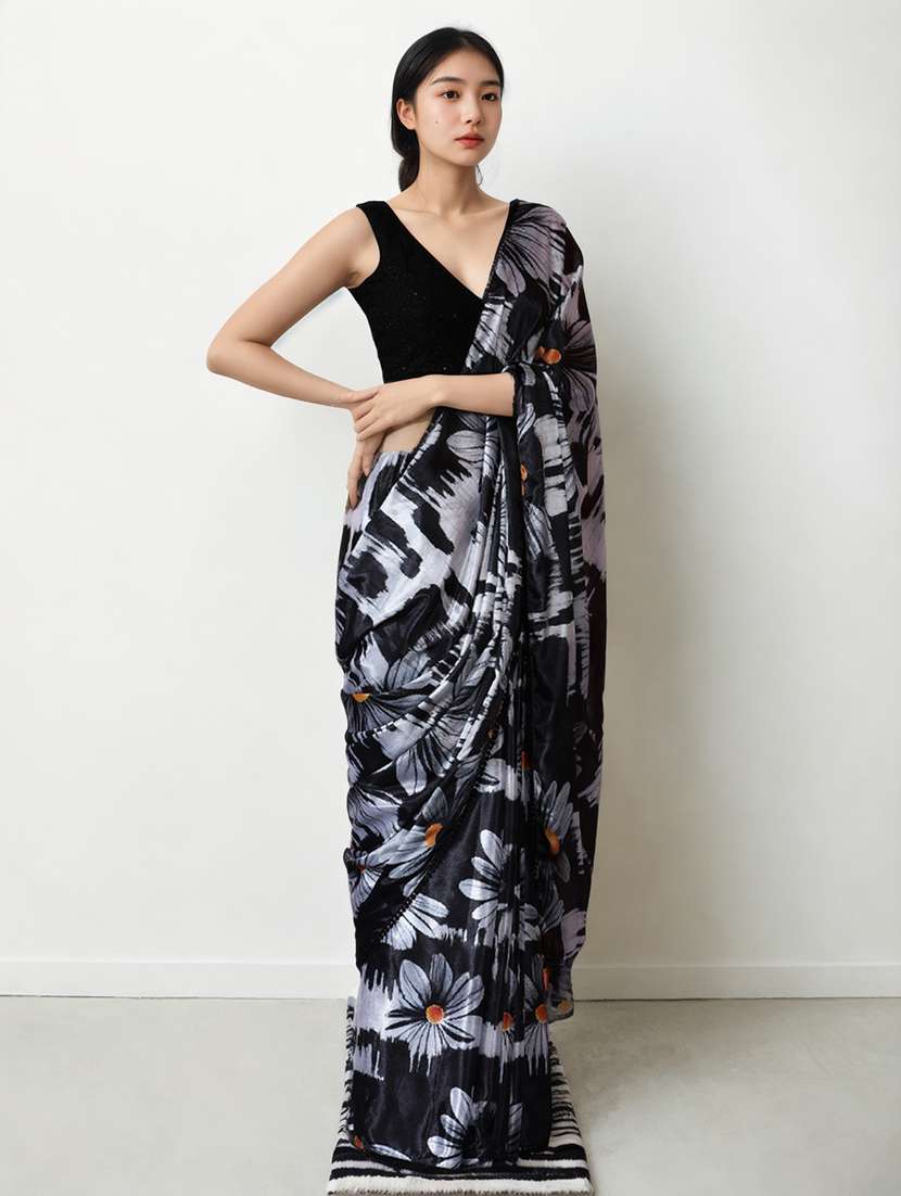 women printed casual wear saree with blouse - 22076061 - Standard Image - 2
