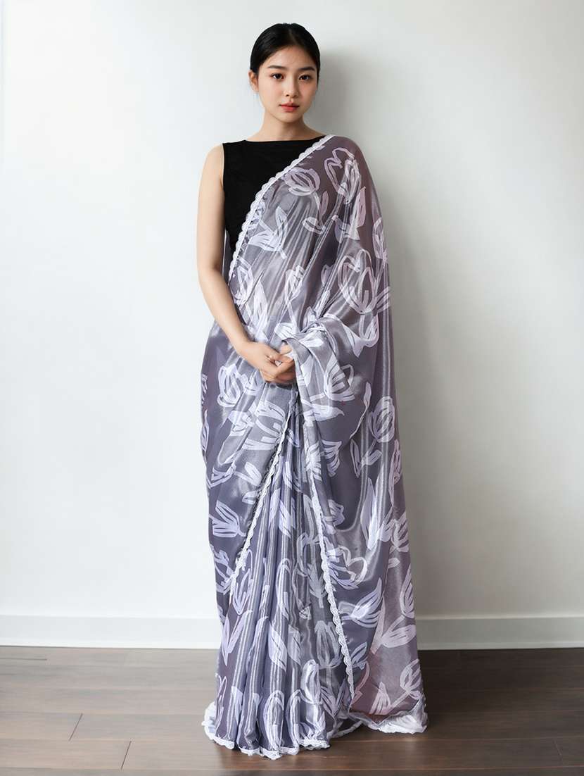 women printed casual wear saree with blouse