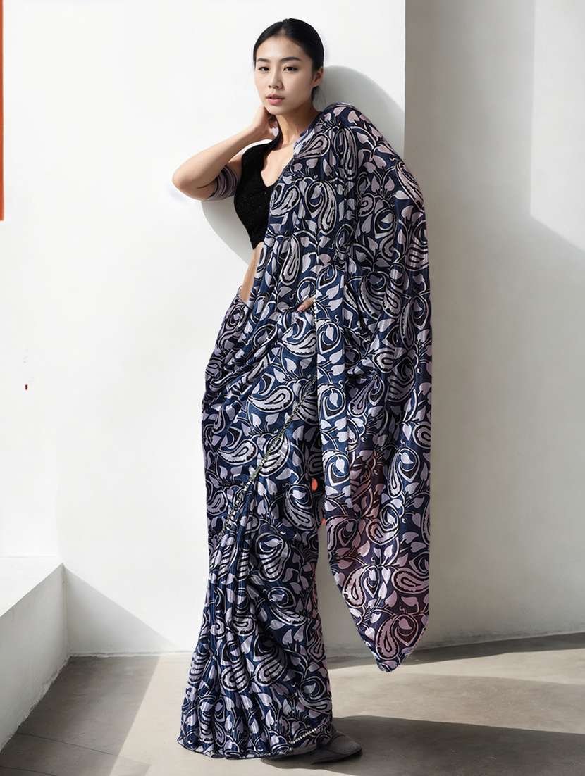 women printed casual wear saree with blouse - 22076077 -  Standard Image - 2