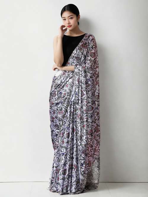 women printed casual wear saree with blouse - 22076078 -  Standard Image - 0