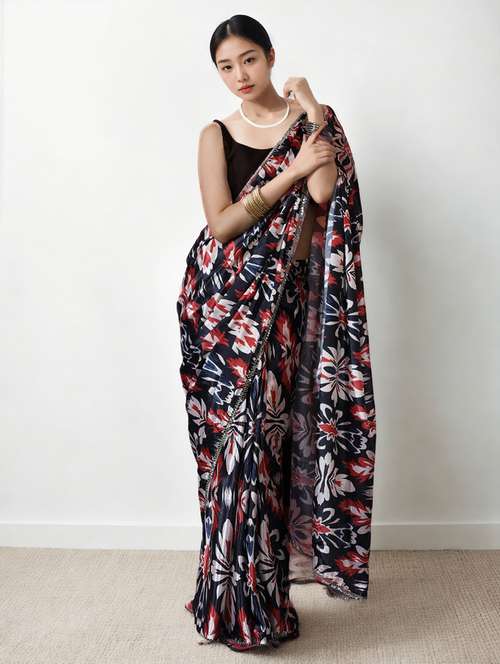 women printed casual wear saree with blouse - 22076079 -  Standard Image - 0