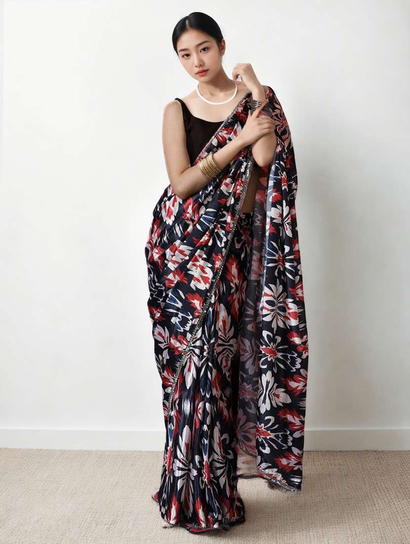 women printed casual wear saree with blouse