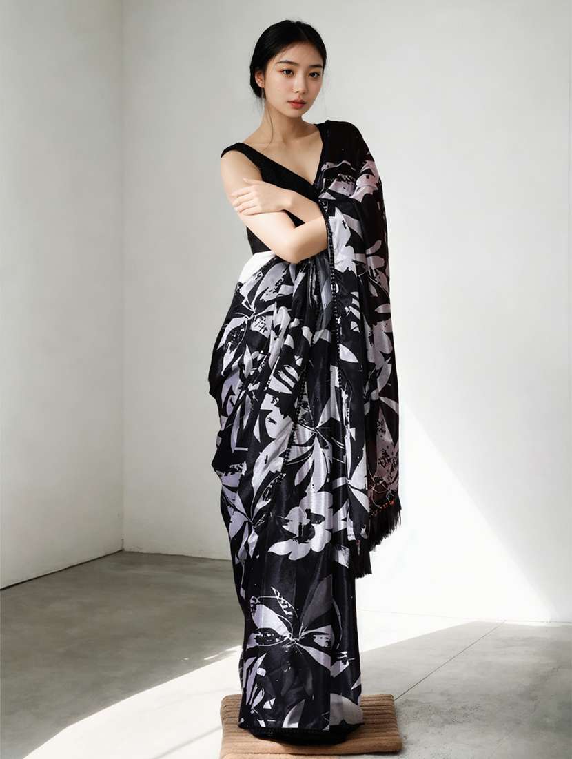 women printed casual wear saree with blouse - 22076082 - Standard Image - 2