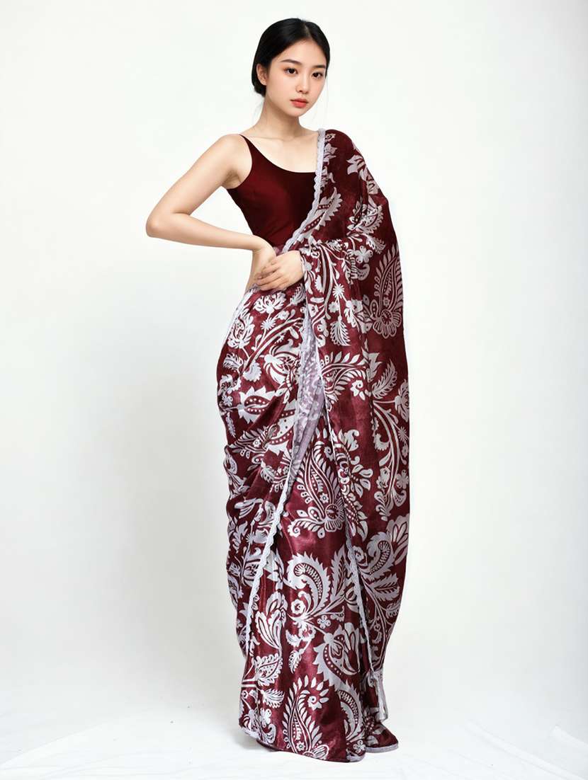 women printed casual wear saree with blouse - 22076088 -  Standard Image - 2